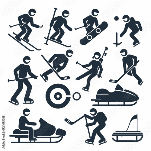 Winter Sports Silhouettes vector
