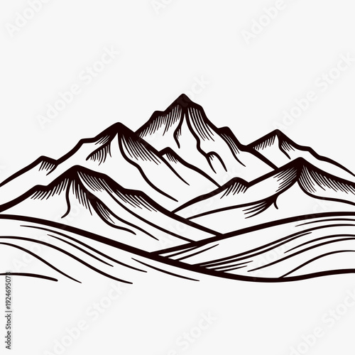 Mountain Range Line Art vector