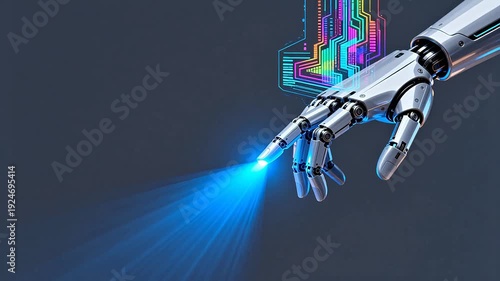 Robot hand emitting blue light
