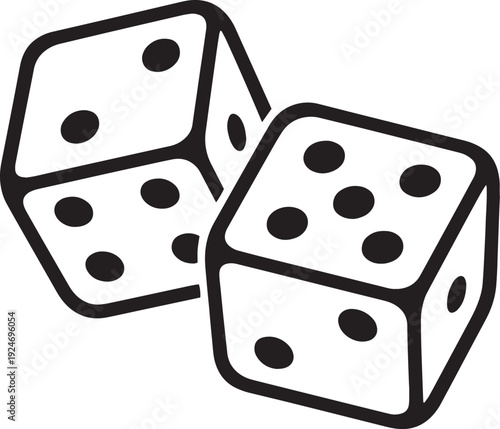 Simple Dice Pair Line Art Gambling Game Symbol Vector Illustration