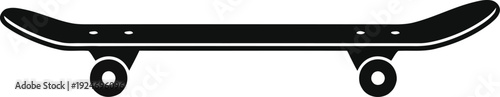 Black skateboard silhouette with white accents on white background