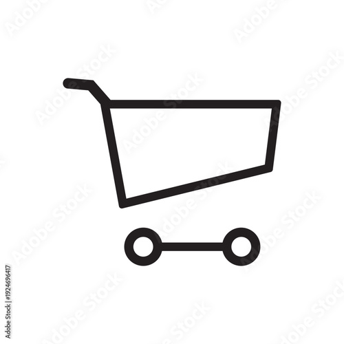 Shopping cart icon vector graphic, Flat outline black vector design