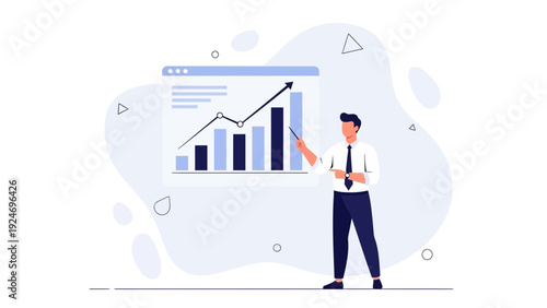 Businessman presenting a growing financial graph on a digital screen