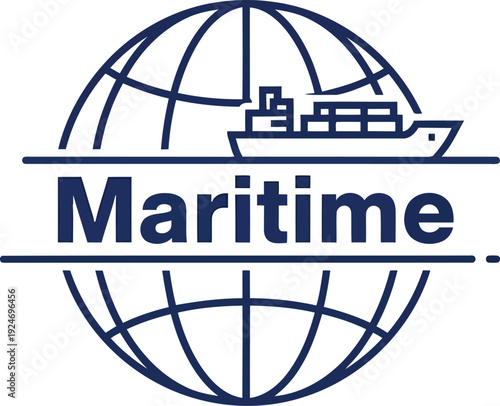 Stylized Maritime Logo Design Featuring a Global Shipping Theme