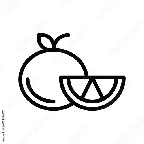 Orange Fruit Icon Vector Illustration. Fruit single line icon.