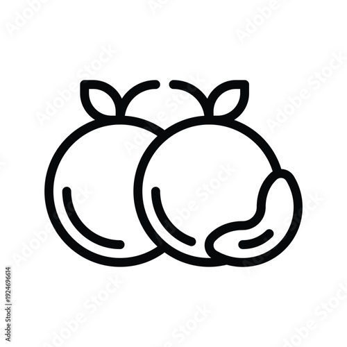 Simple Line Art Icon of Two Oranges. Fruit single line icon.