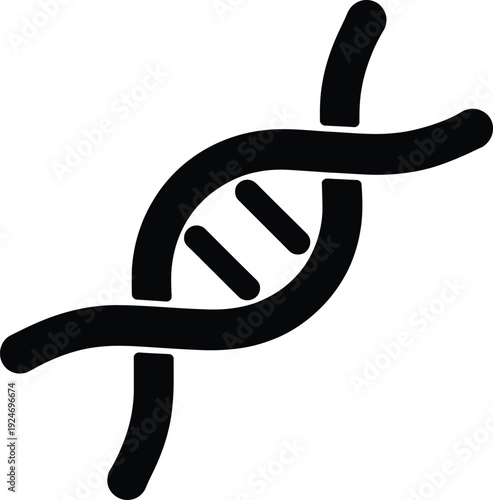 Black D N A helix on white background molecule science