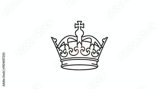 Royal Crown Icon, Symbol of Monarchy and Power, Elegant Line Art Design