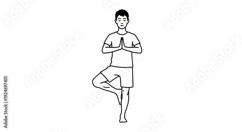 Man Practicing Tree Pose Yoga for Balance and Mindfulness