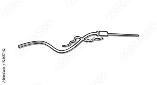 Medical Syringe with Wavy Line and Droplet, Isolated on White Background