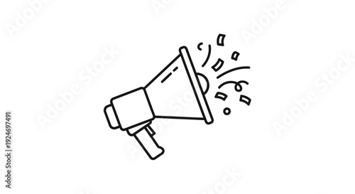 Megaphone with Confetti Icon - Announcement, Celebration, and Promotion Symbol