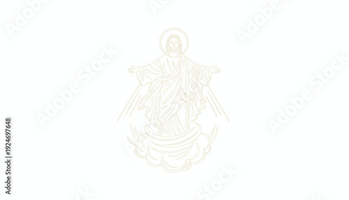 Jesus Christ Ascending to Heaven, Religious Symbol, Divine Light, Christian Art