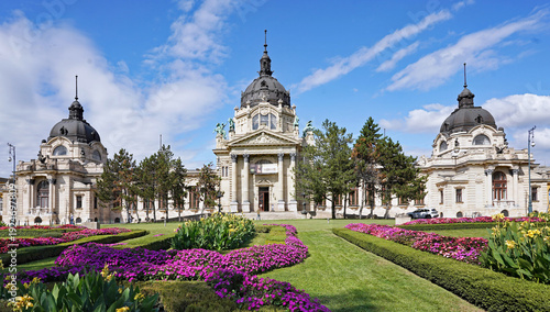 Budapest, ornate baroque buildings of the Szechenyi Thermal Baths