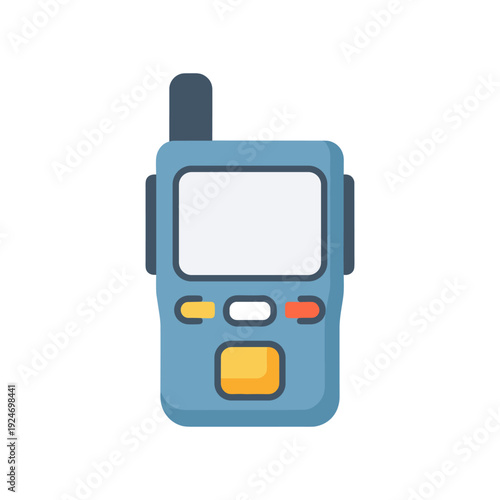 Blue two-way radio walkie talkie device isolated on white background communication tool