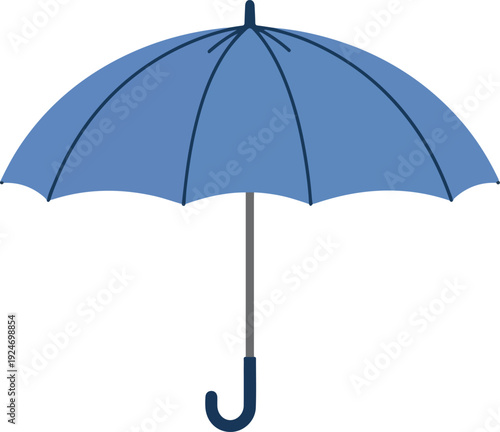 Blue Umbrella Isolated Object Vector Flat Minimal Illustration