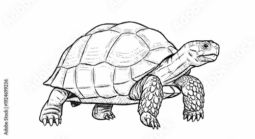 Tortoise Shell Illustration Line Art Drawing.