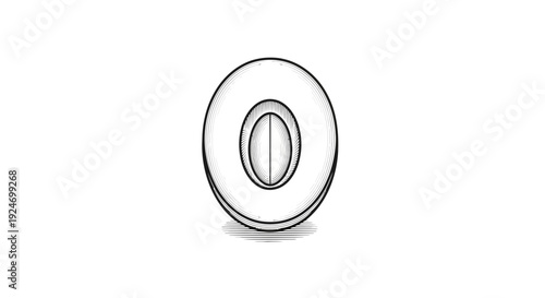 Hand-drawn illustration of an avocado half with pit, isolated on white background