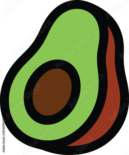 Simple of a sliced avocado with pit fruit food