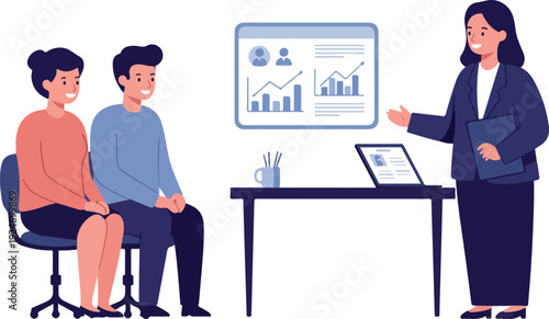 Business Presentation Meeting with Diverse Team and Data Chart