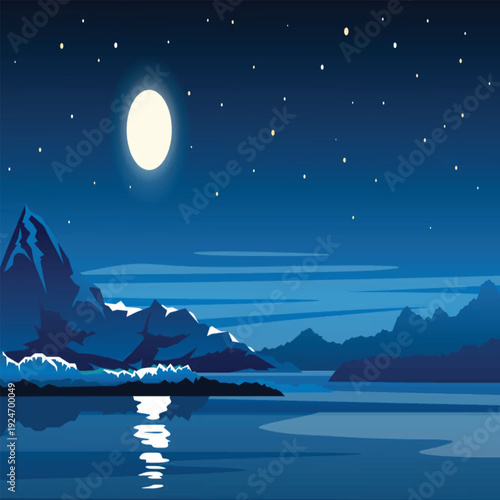 night landscape with moon