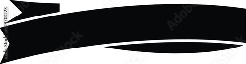 Black ribbon banner shape with pointed ends white