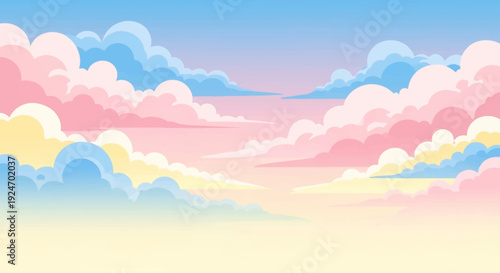 Soft Pastel Cartoon Cloud Sky Abstract Background Vector