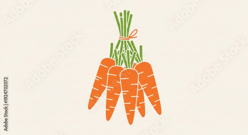 Bunch of Orange Carrots Tied with Ribbon on White Background