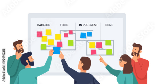 Agile Project Management Kanban Board Workflow Vector