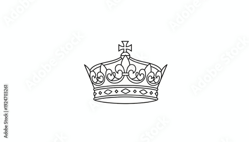 Elegant Royal Crown Outline Icon, Symbol of Monarchy, Power, and Luxury