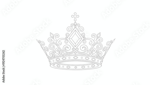 Elegant Royal Crown Outline with Cross Detail