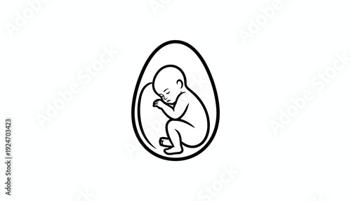Fetus in womb icon, embryo development, pregnancy, new life, beginning, birth, medical symbol