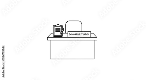 Donor Registration Desk with Clipboard and Pen - Business Concept