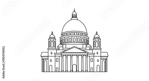 Classic Building Facade with Columns and Dome