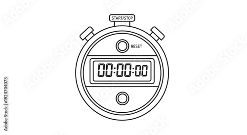 Classic Stopwatch Icon, Digital Timer, Time Measurement, Countdown, Stopwatch Illustration