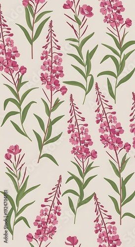 Elegant Floral Pattern: Hand-Drawn Botanical Illustration