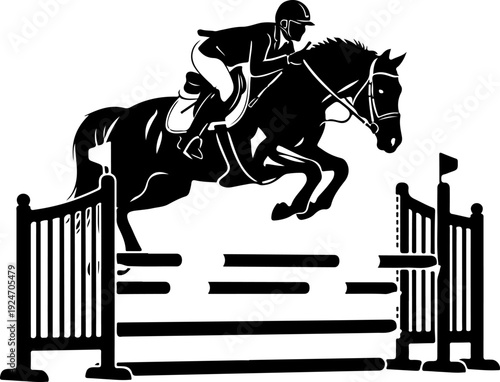Horse jumping over And Rider Silhouette