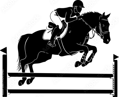 Horse jumping over And Rider Silhouette
