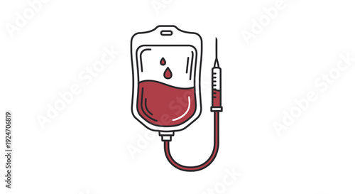 Blood bag with IV drip, medical infusion, donation concept
