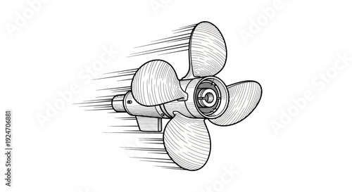 Boat Propeller Spinning Fast, Creating Motion Blur Effect