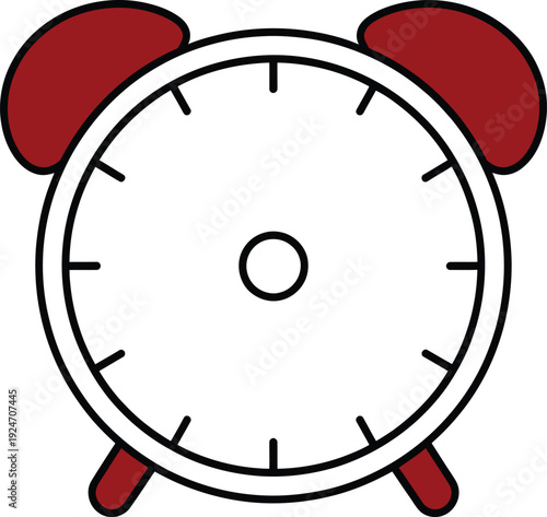 Red and white alarm clock with black outline time