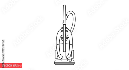 Vacuum Cleaner Line Art Icon - Modern Household Cleaning Equipment