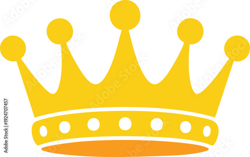 Golden Royal Crown Icon, Majestic Five ointed Tiara Graphic, Symbol of Royalty and Authority, Classic Yellow and Orange Sovereign Crown, vector, illustration, silhouette.