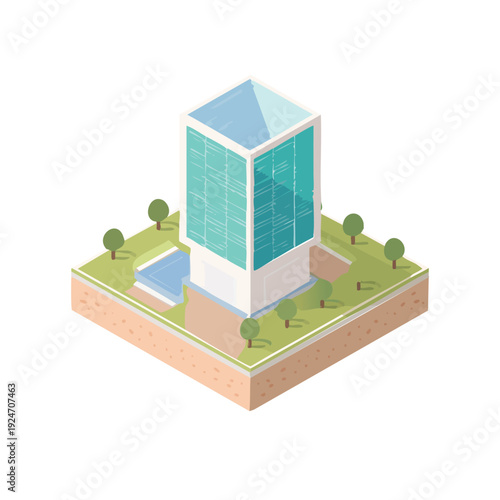 Flat color vector illustration of a modern vertical farm building in Bangladesh