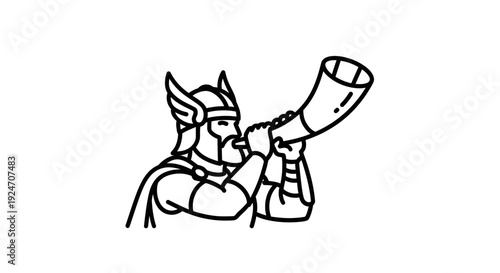 Viking Warrior Blowing War Horn, Norse Mythology, Ancient Warrior, Battle Signal