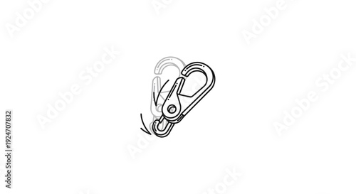 Swivel Snap Hook Clip Isolated on White Background, Metal Fastener with Spring Loaded Gate