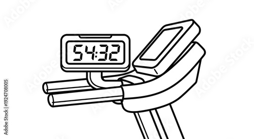 Treadmill Console Displaying Time 54:32, Exercise Machine Detail, Fitness Equipment