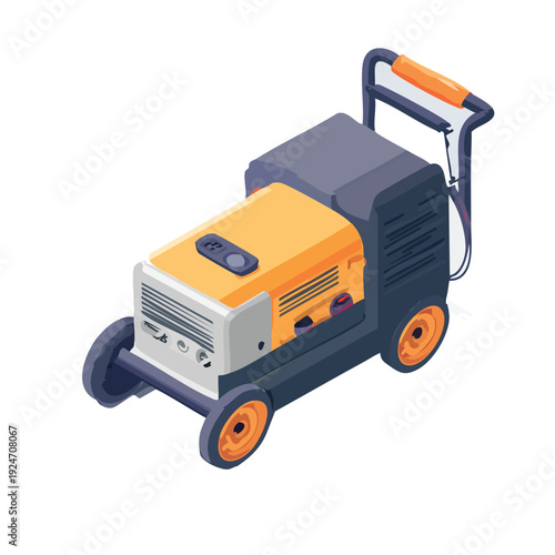 Flat color vector illustration of a portable industrial generator or welding machine for farms in Bangladesh