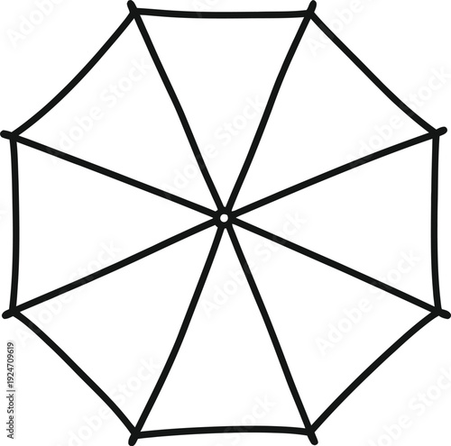 Black umbrella spokes radiating from center