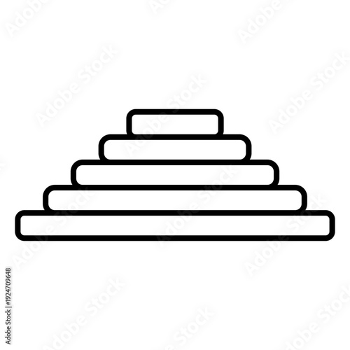 Minimalist Tiered Pedestal or Steps Line Art Icon