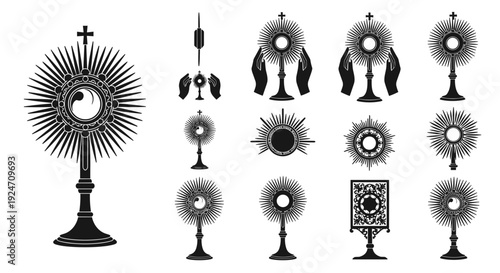 Collection of religious menorah candelabras with ornate designs